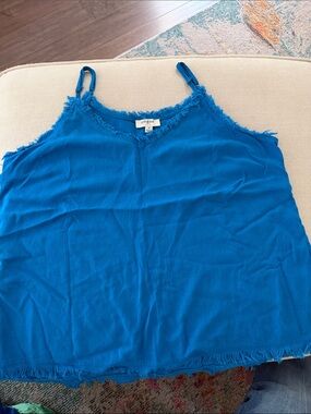 Umgee Bright Blue Frayed V-Neck Camisole